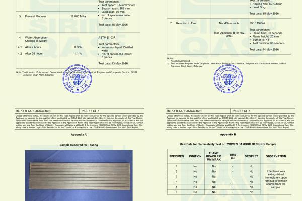 BAMBOO DECK SIRIM TEST REPORT